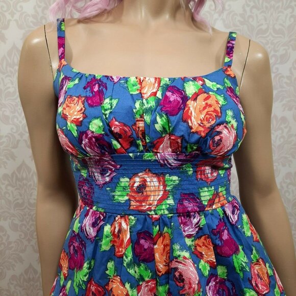 Y2K Floral Mini Bubble Dress Size 4 Vintage 2000s Sleeveless Coquette - Picture 3 of 12